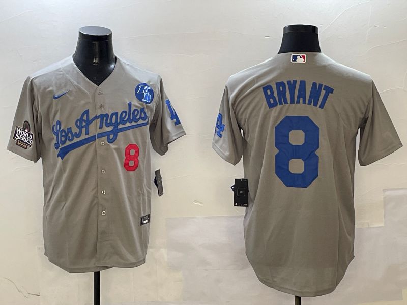 Men Los Angeles Dodgers #8 Bryant Grey Game 2025 Nike MLB Jersey style 7